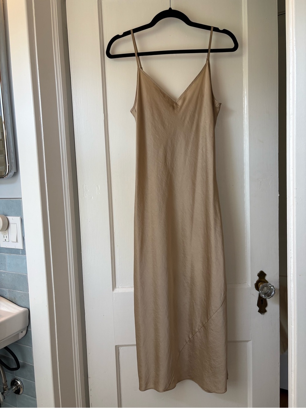 Wilfred Beige Satin Slip Midi Dress